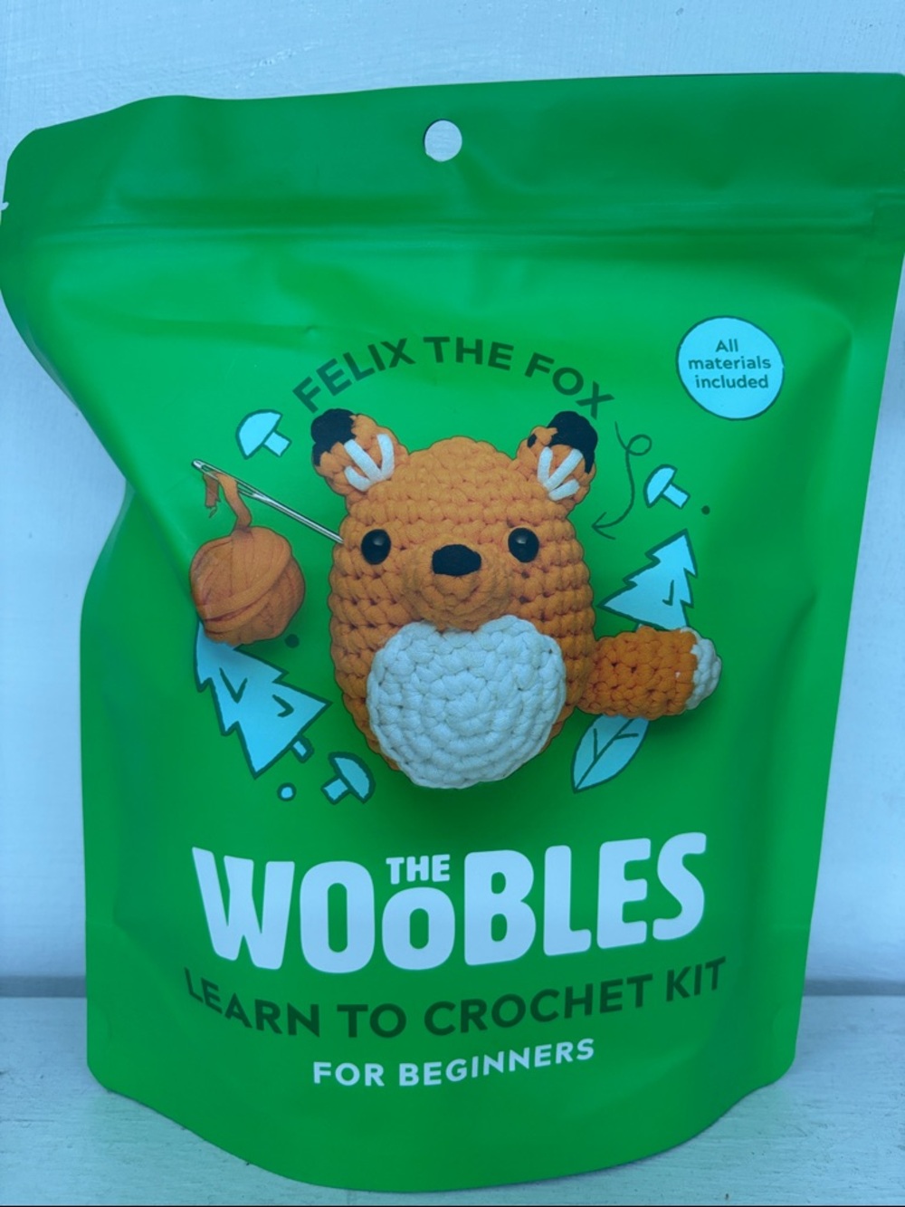 The Woobles 'Felix the Fox' Learn to Crochet Kit - Orange & White